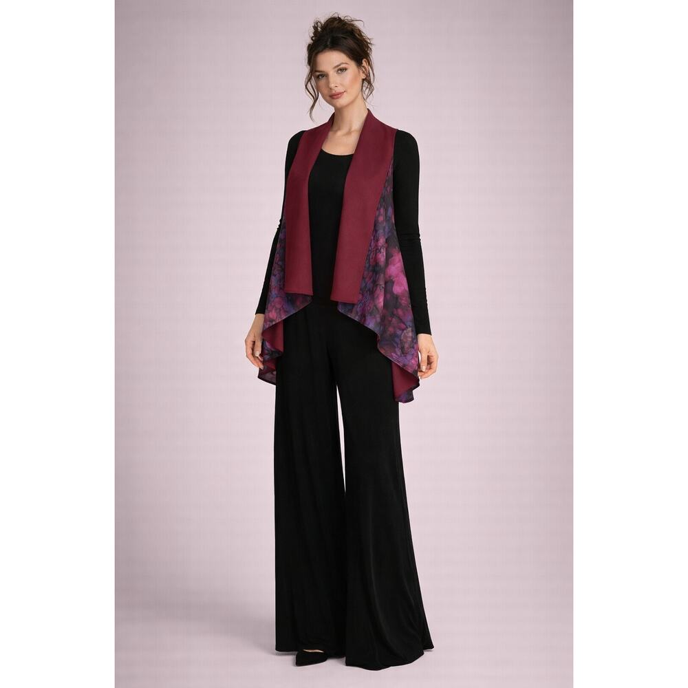 RHO hand painted silk open vest burgundy purple alcohol ink watercolor medium
